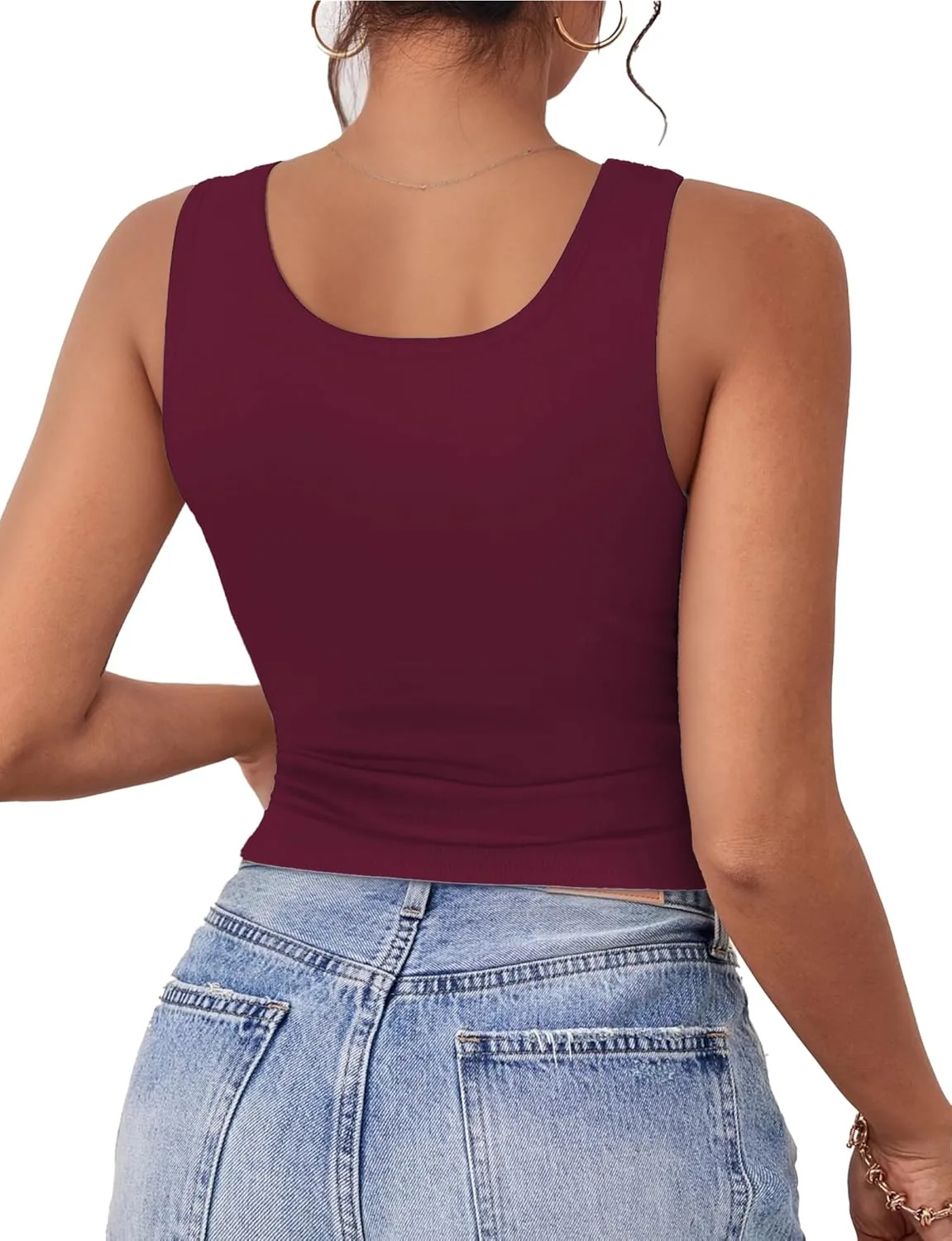 1Piece Crop Tops for Women, U Neck Sleeveless Tank Tops, Basic Cropped Racerback Going Out Tops Athletic Sports Shirts