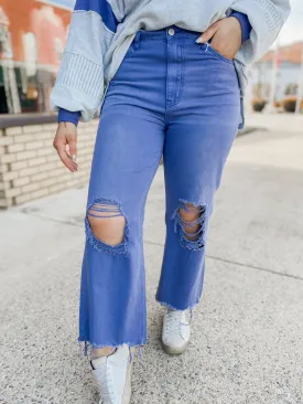 90's Baby Blue Vintage Crop Flares