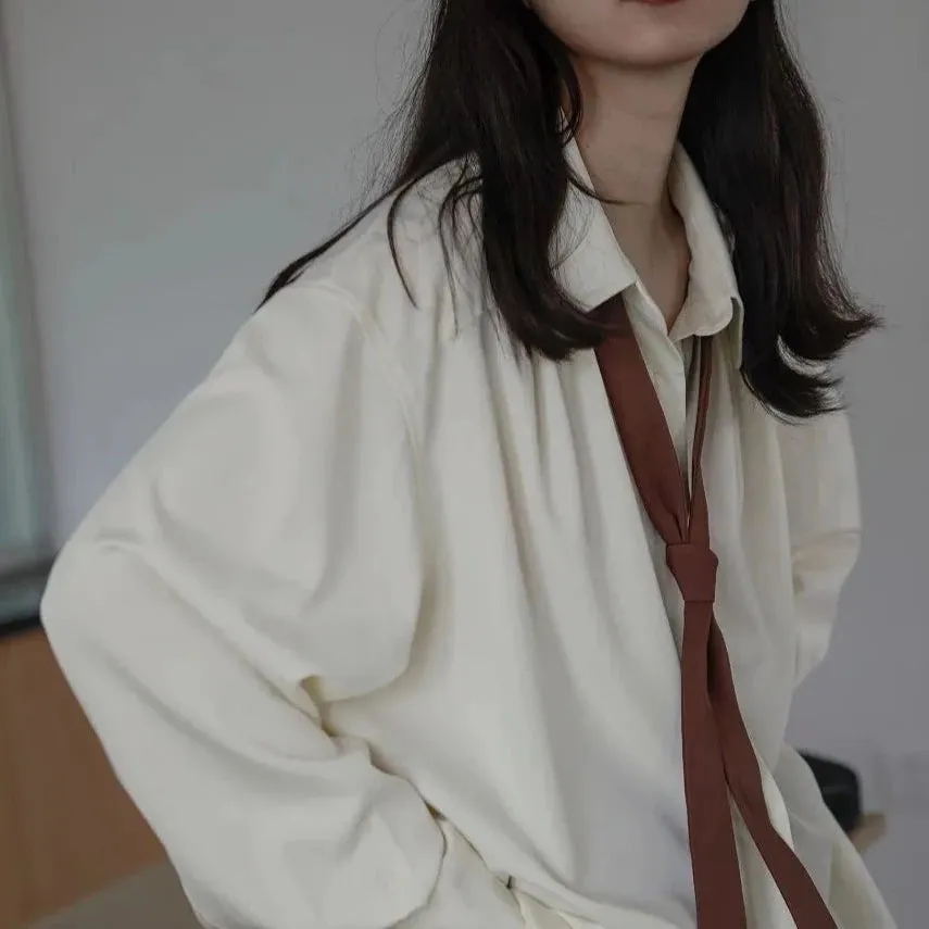 Adily Casual Tie Shirt Blouse