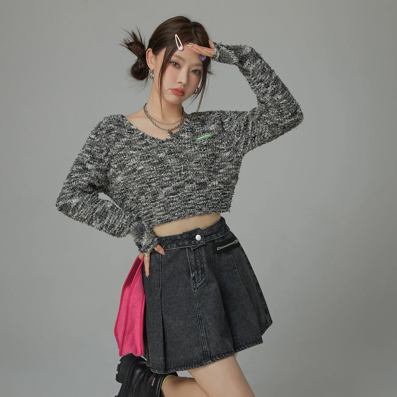 Adore You V Neck Crop Sweater