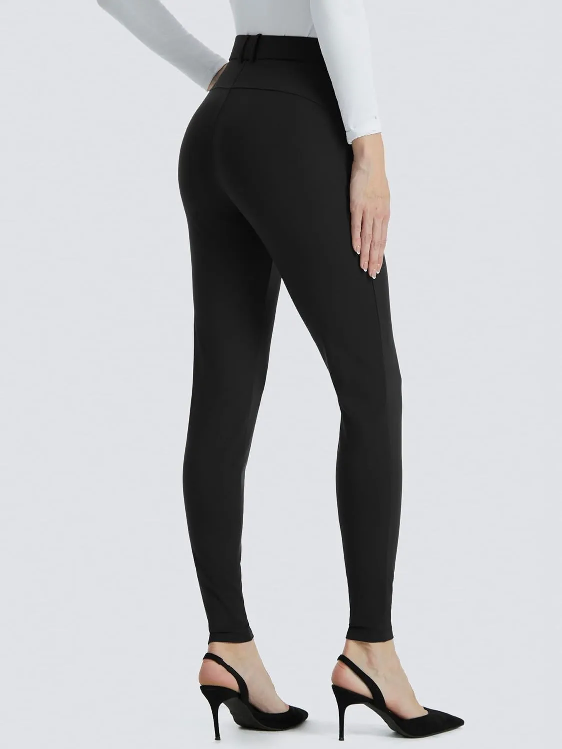 AFITNE Womens Yoga Dress Pants High Waisted Pull On Skinny Work Slacks Stretch Office Casual Pants with Belt Loops 28/30