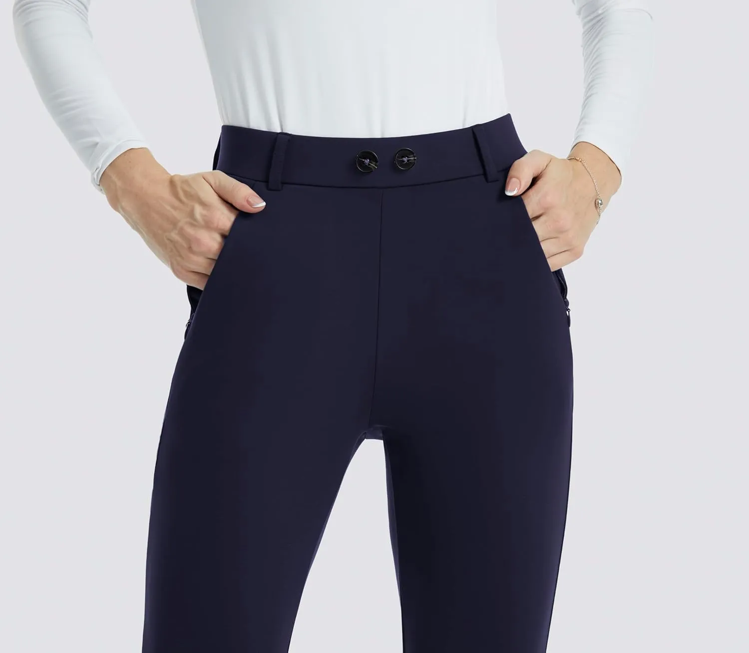 AFITNE Womens Yoga Dress Pants High Waisted Pull On Skinny Work Slacks Stretch Office Casual Pants with Belt Loops 28/30