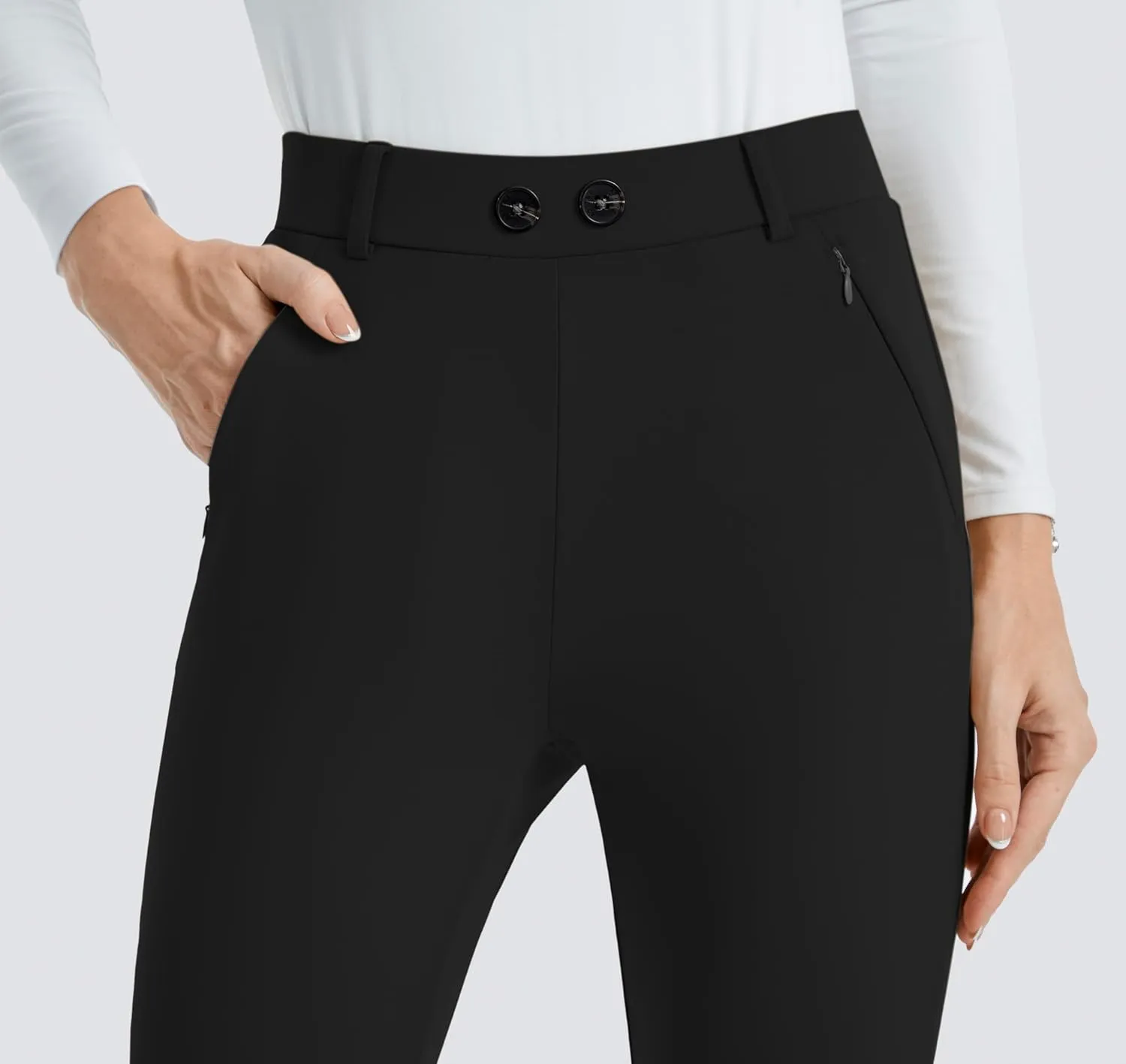 AFITNE Womens Yoga Dress Pants High Waisted Pull On Skinny Work Slacks Stretch Office Casual Pants with Belt Loops 28/30