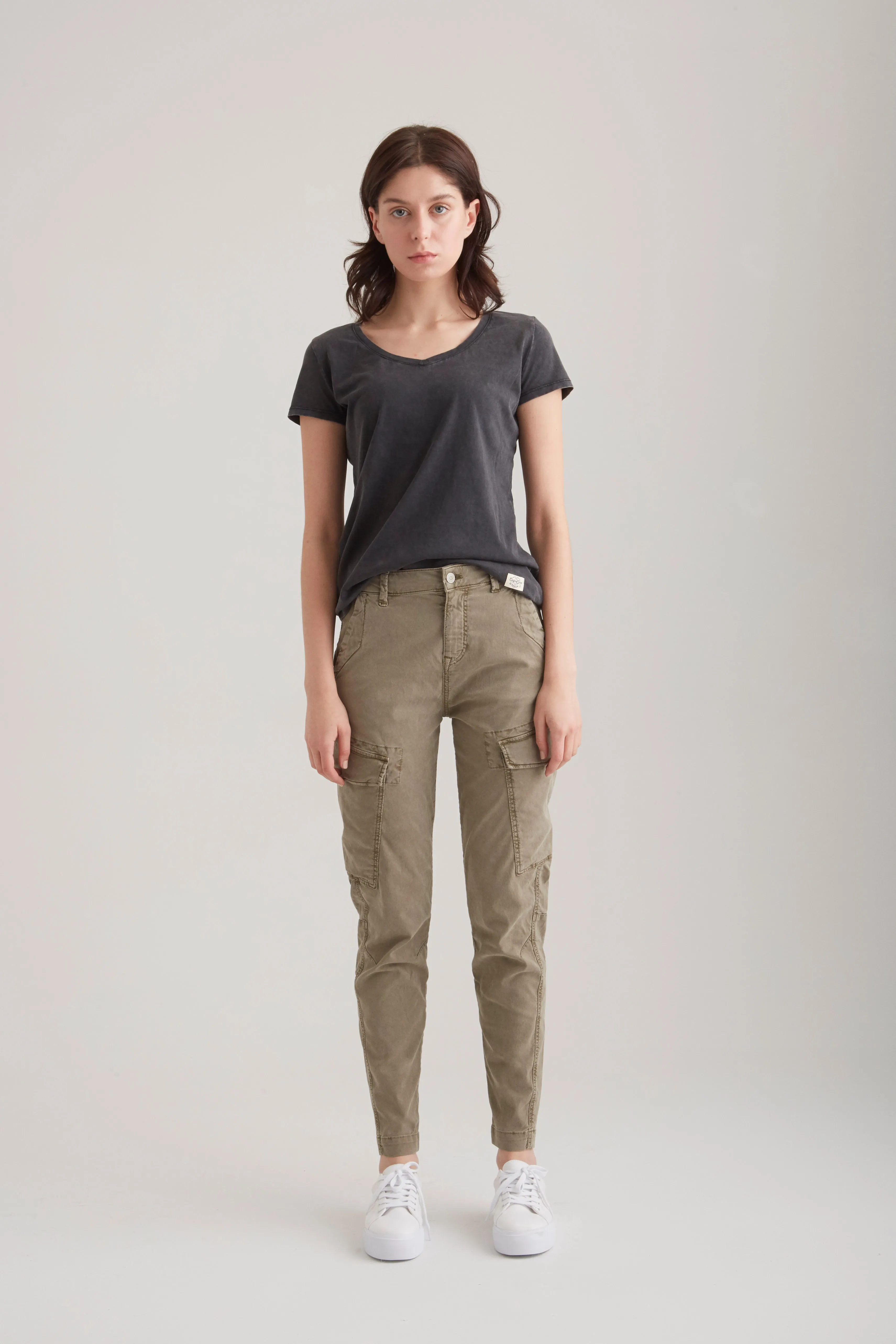 Angel - High Waist Slim Fit Cargo - Khaki