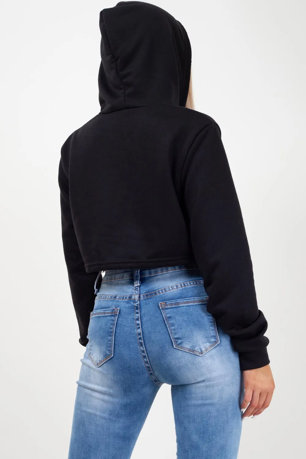 Black Oversized Crop Hoodie