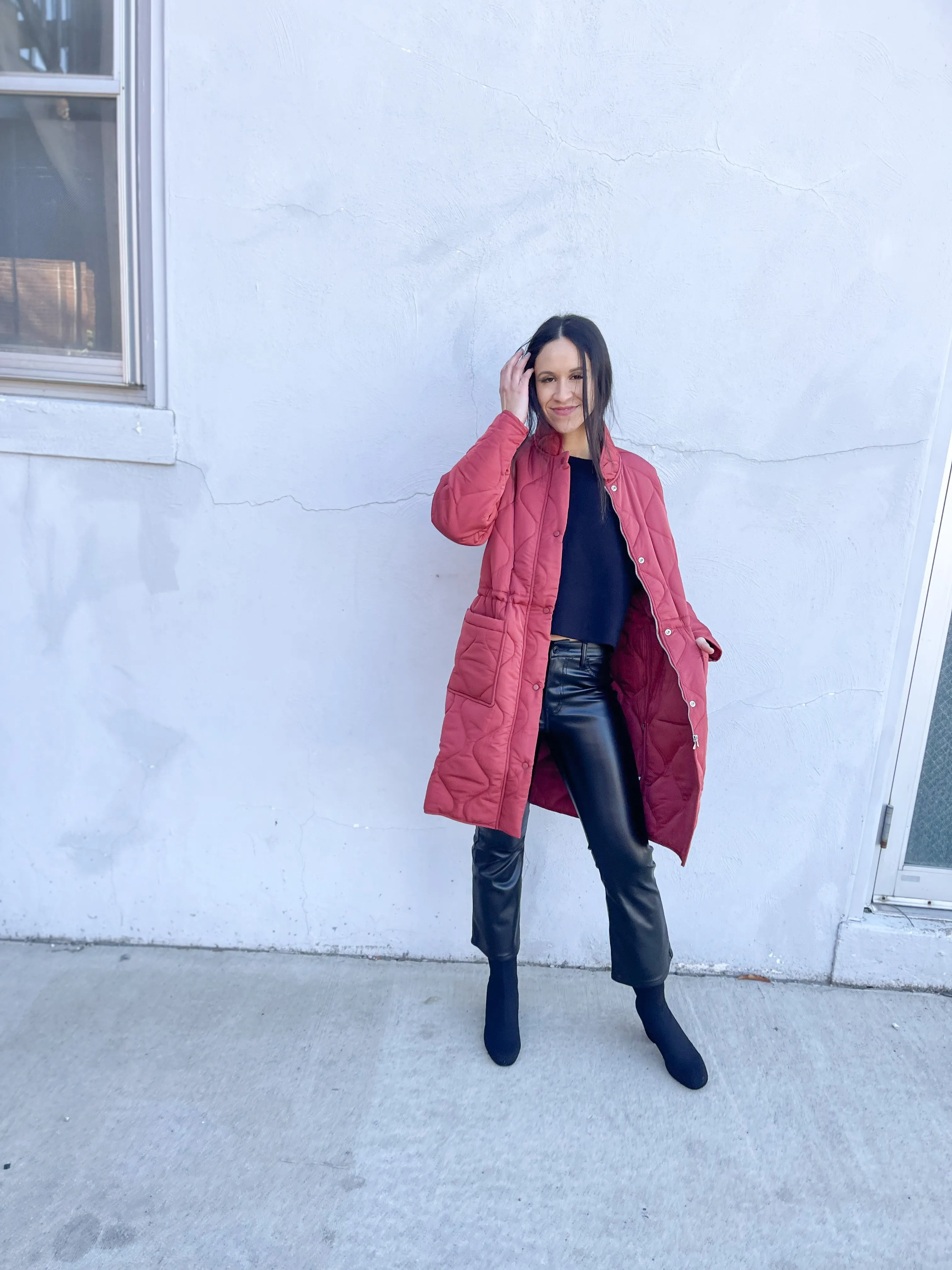 Black Vegan Leather Crop Flare Pants