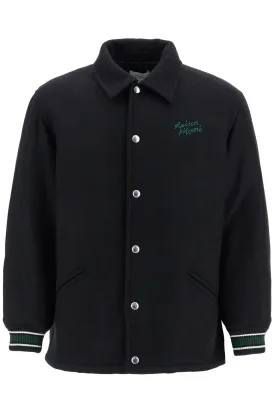 black wool varsity jacket with embroidery NM02120WM0026 BLACK