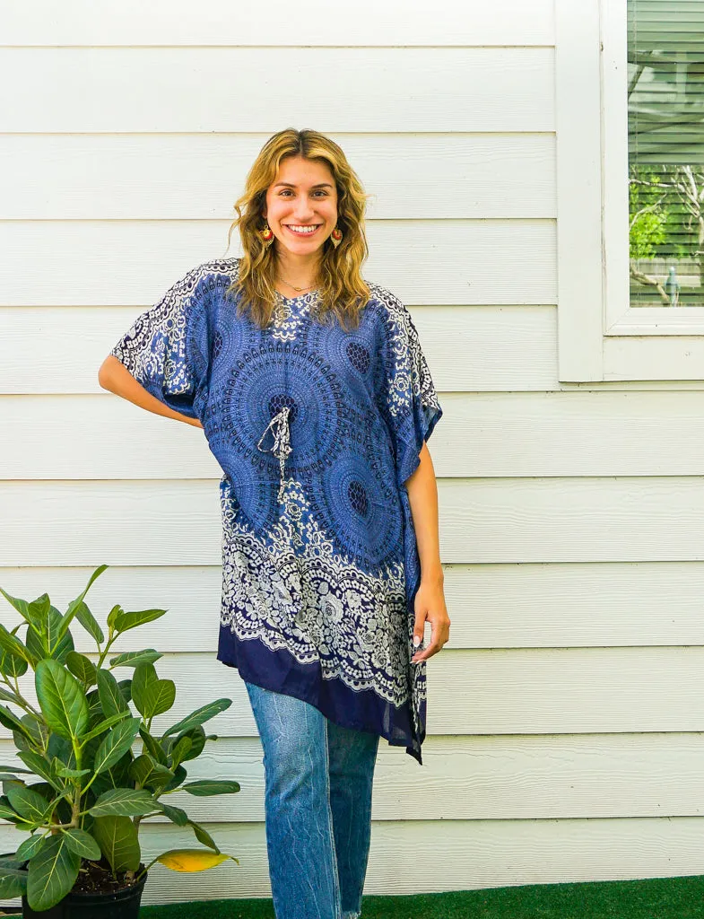 Blue Mandala Kaftan Blouse Tunic