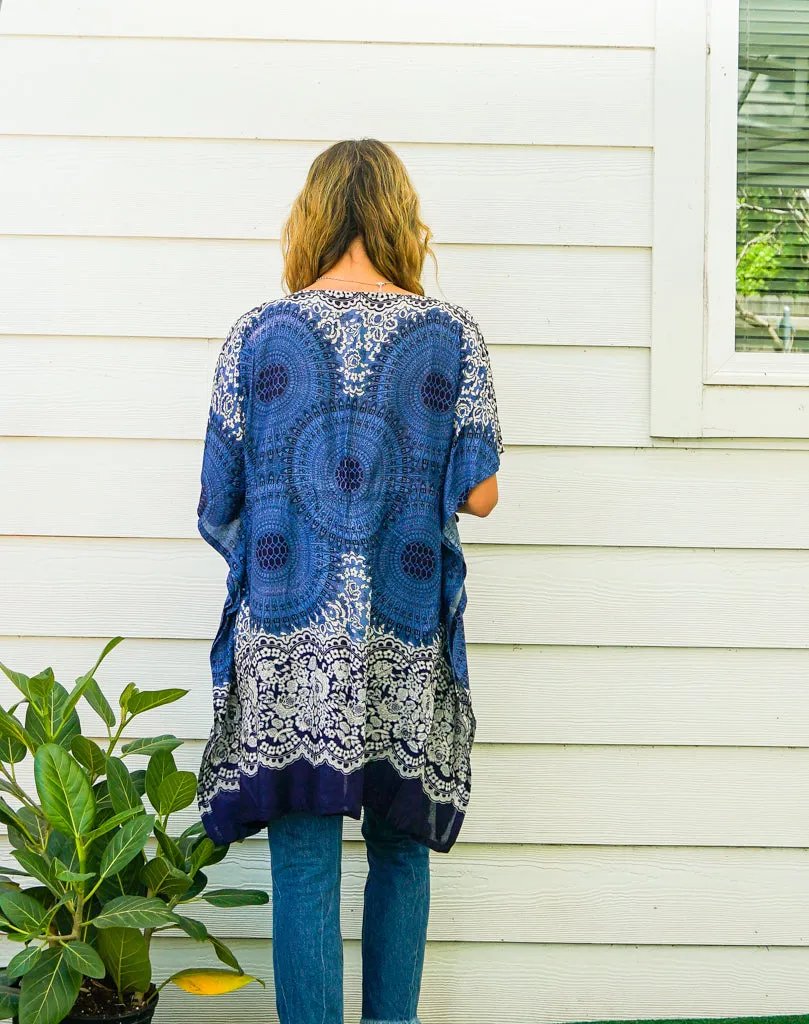 Blue Mandala Kaftan Blouse Tunic
