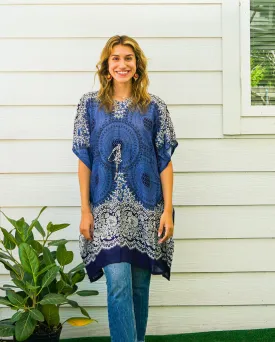 Blue Mandala Kaftan Blouse Tunic