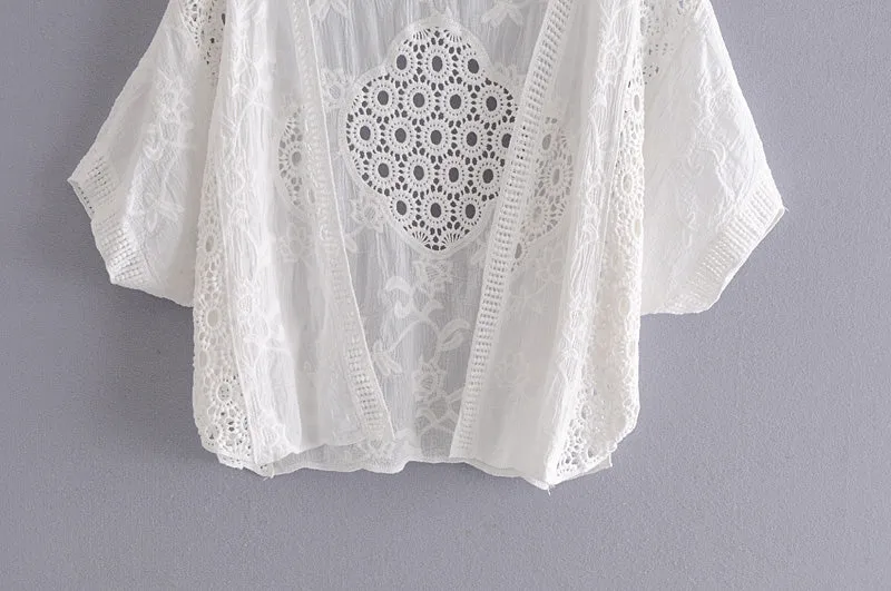 Boho Tops for Women, Boho Tops for Women, Boho Blouse, Vintage Crochet Blouse, Lisa White and Apricot