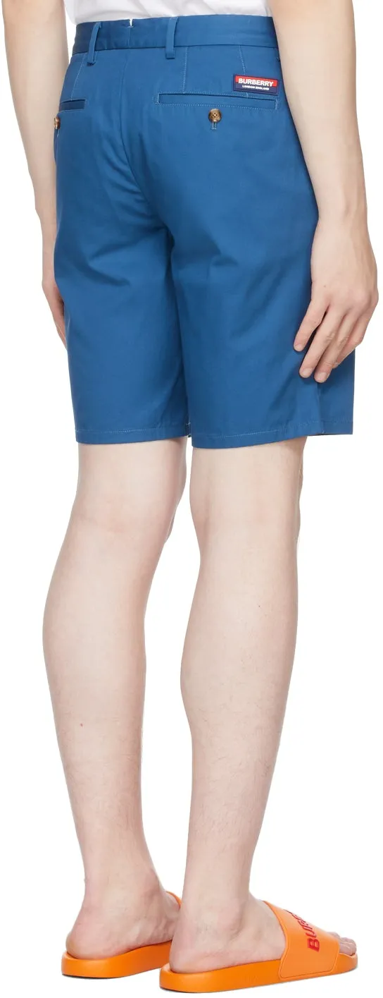 Burberry Blue Logo AppliquÃ© Chino Shorts