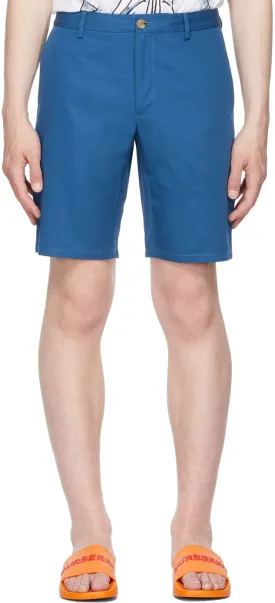 Burberry Blue Logo AppliquÃ© Chino Shorts