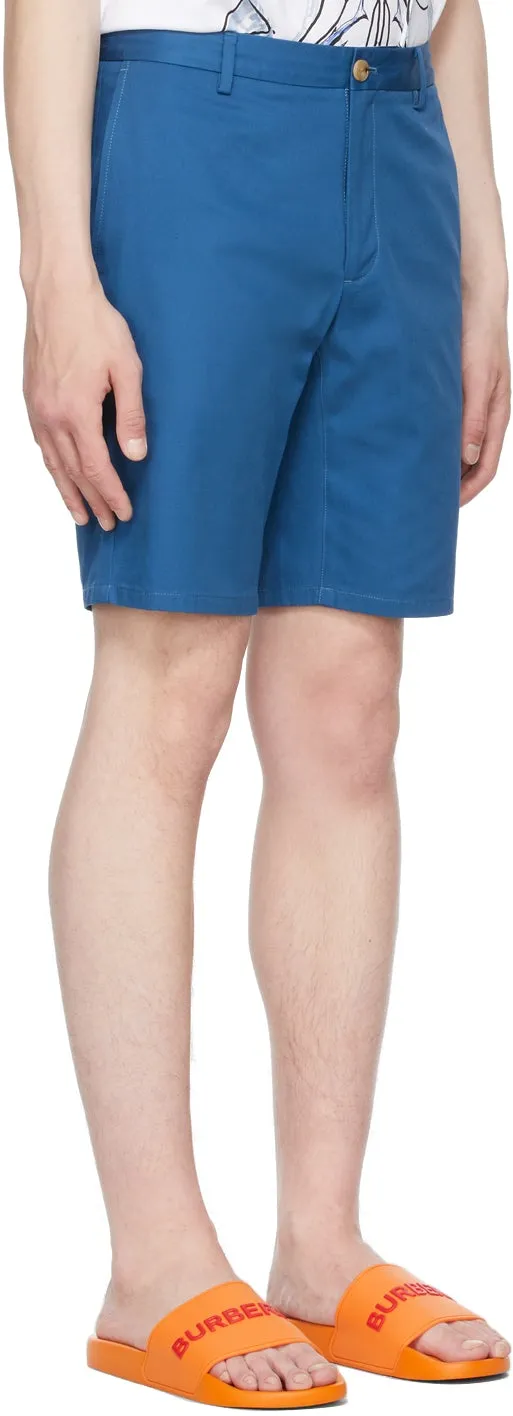 Burberry Blue Logo AppliquÃ© Chino Shorts