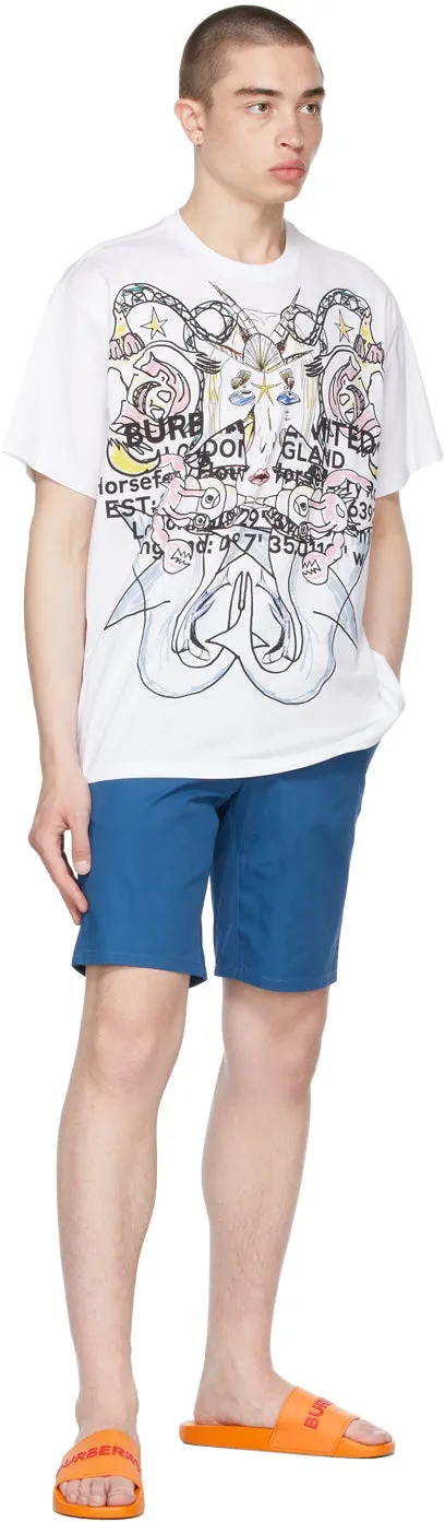 Burberry Blue Logo AppliquÃ© Chino Shorts