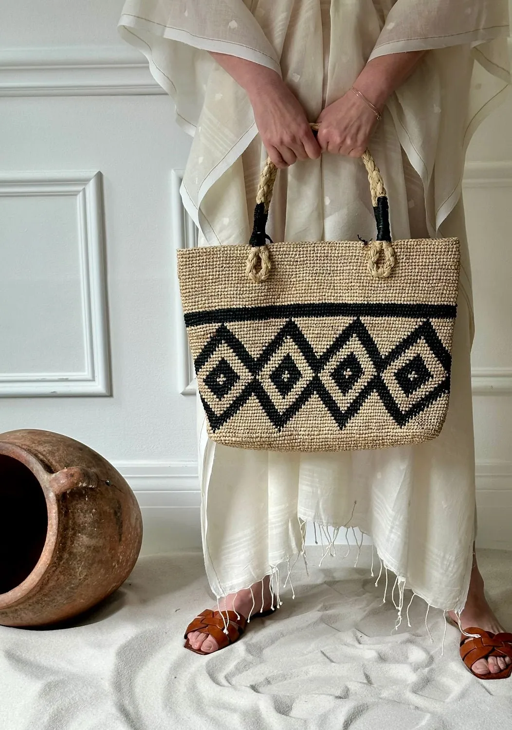 CATARZI - Port bag in Natural/black