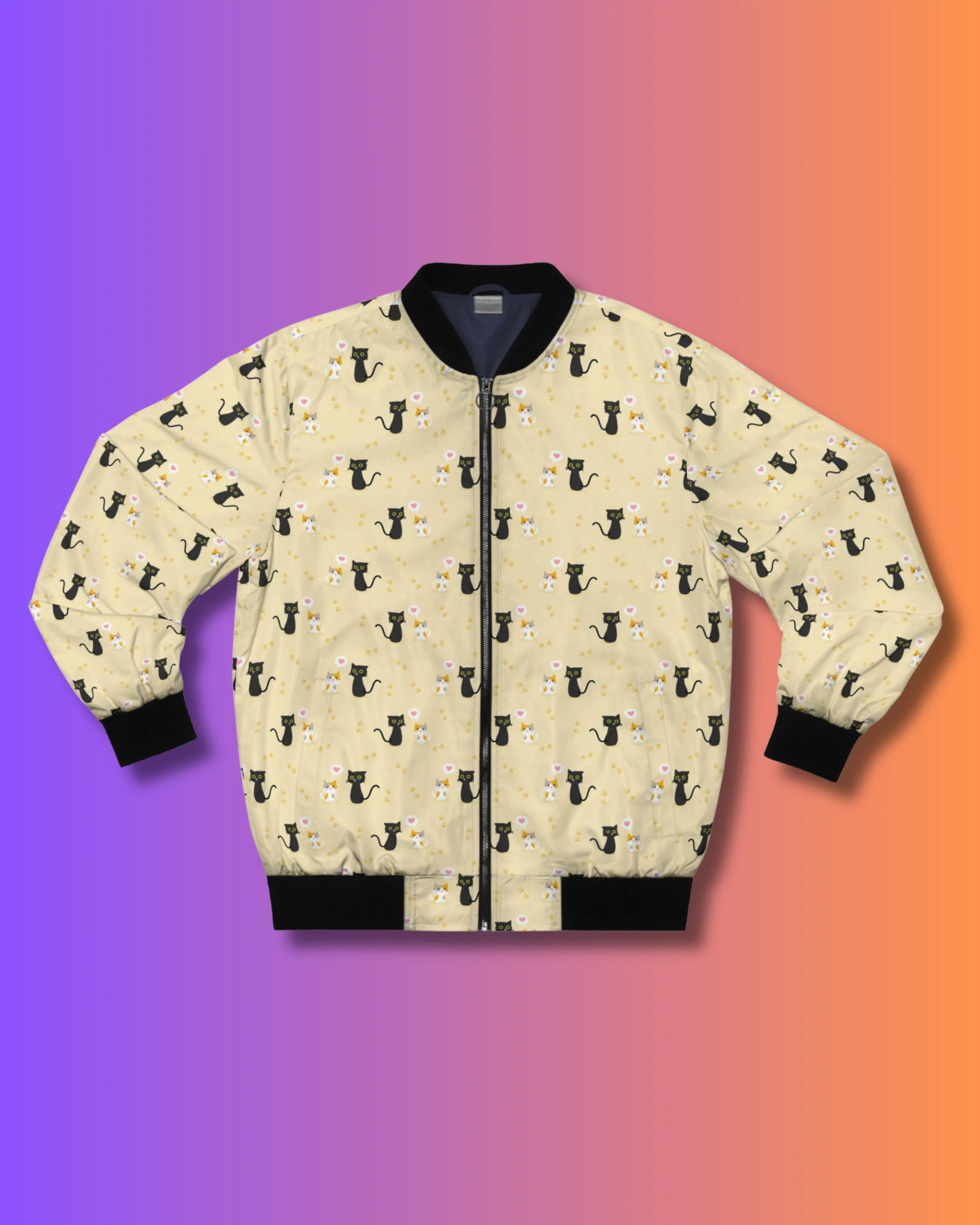 Cats (Yellow) - Kids Unisex Zipper Jacket