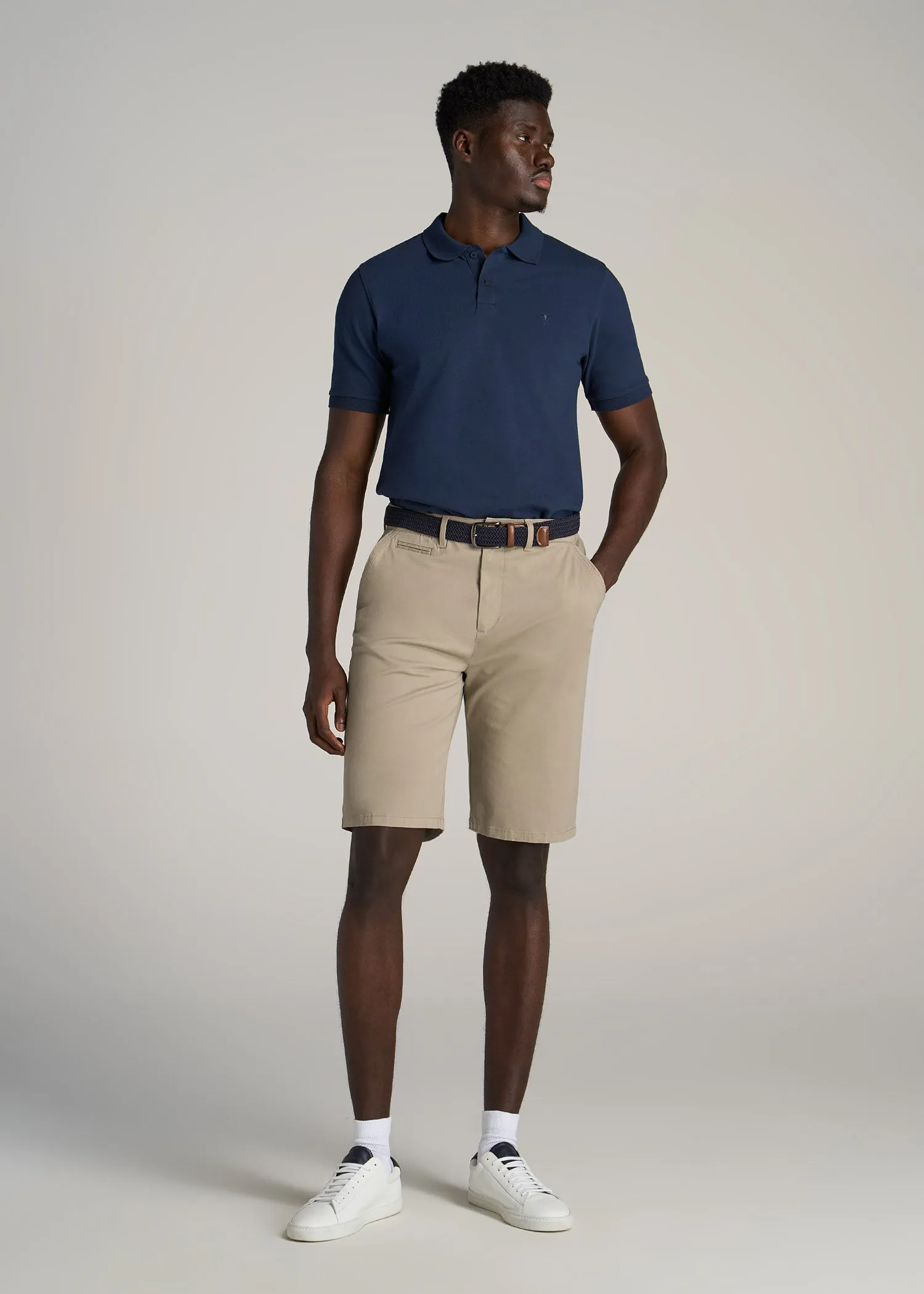 Chino Shorts for Tall Men in Desert Khaki