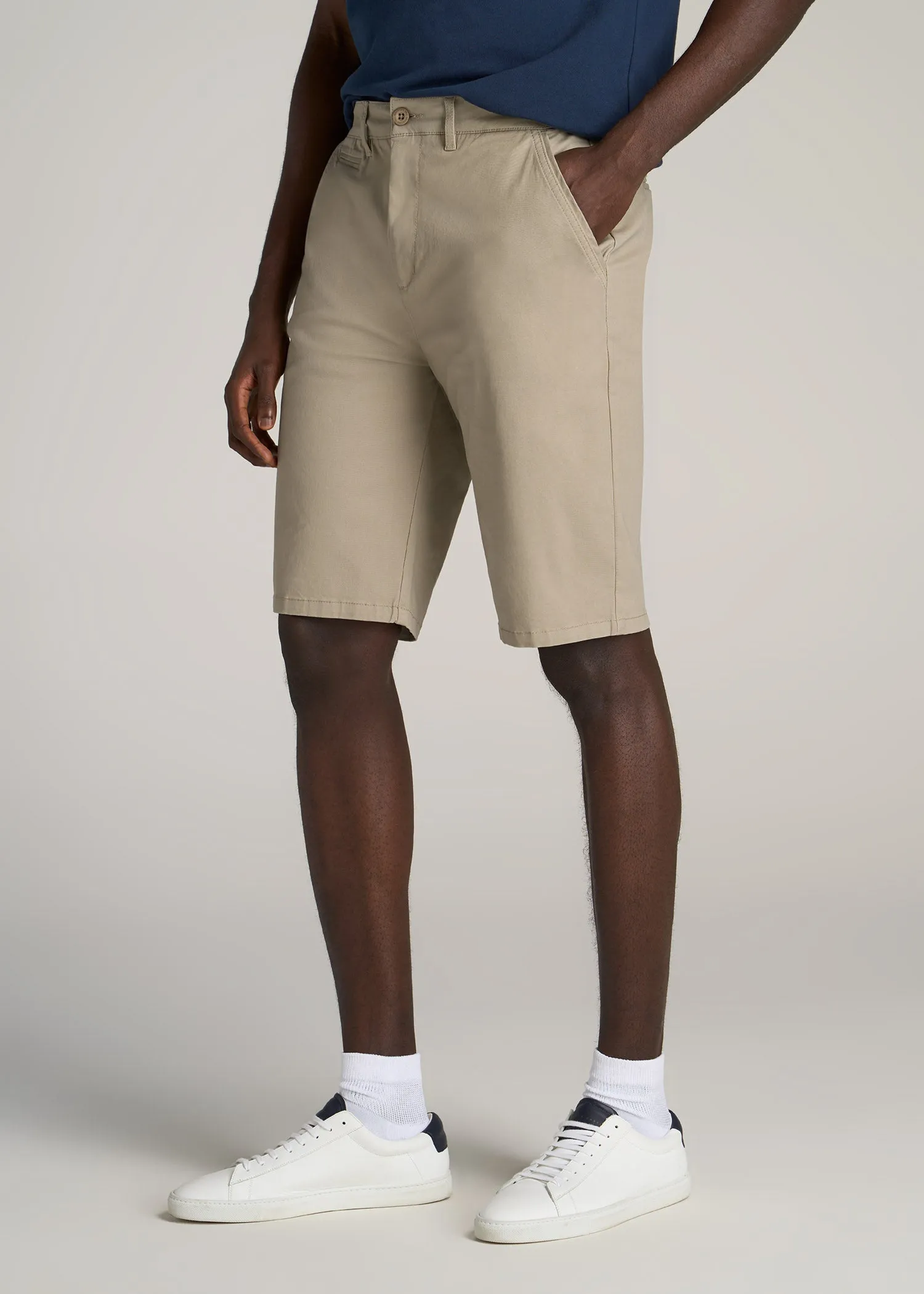 Chino Shorts for Tall Men in Desert Khaki