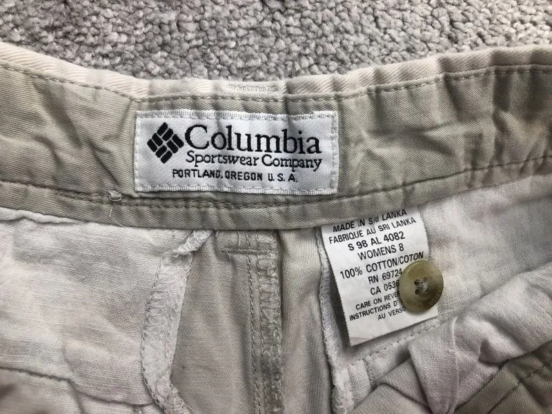 Columbia Shorts Womens 8 Off White 100% Cotton Chino Shorts Pockets Lightweight