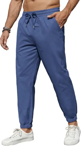 COOFANDY Men's Casual Joggers Pants Cotton Elastic Waist Drawstring Chino Pants Hiking Outdoor Track Sweatpants