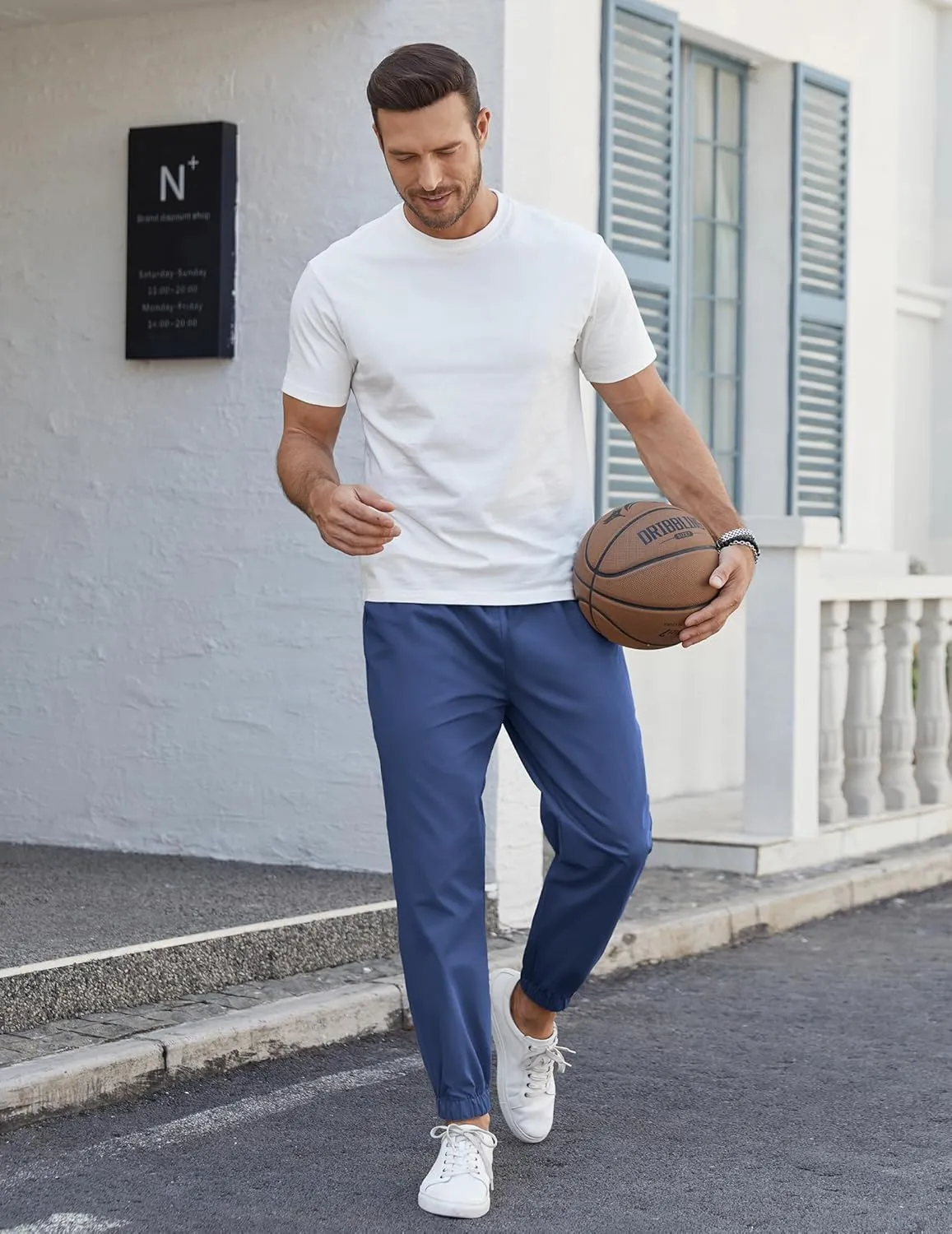 COOFANDY Men's Casual Joggers Pants Cotton Elastic Waist Drawstring Chino Pants Hiking Outdoor Track Sweatpants