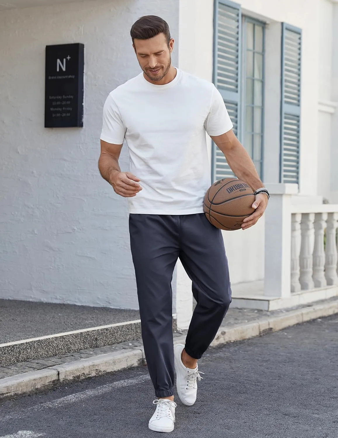 COOFANDY Men's Casual Joggers Pants Cotton Elastic Waist Drawstring Chino Pants Hiking Outdoor Track Sweatpants