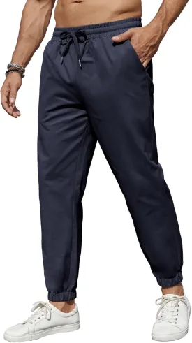 COOFANDY Men's Casual Joggers Pants Cotton Elastic Waist Drawstring Chino Pants Hiking Outdoor Track Sweatpants