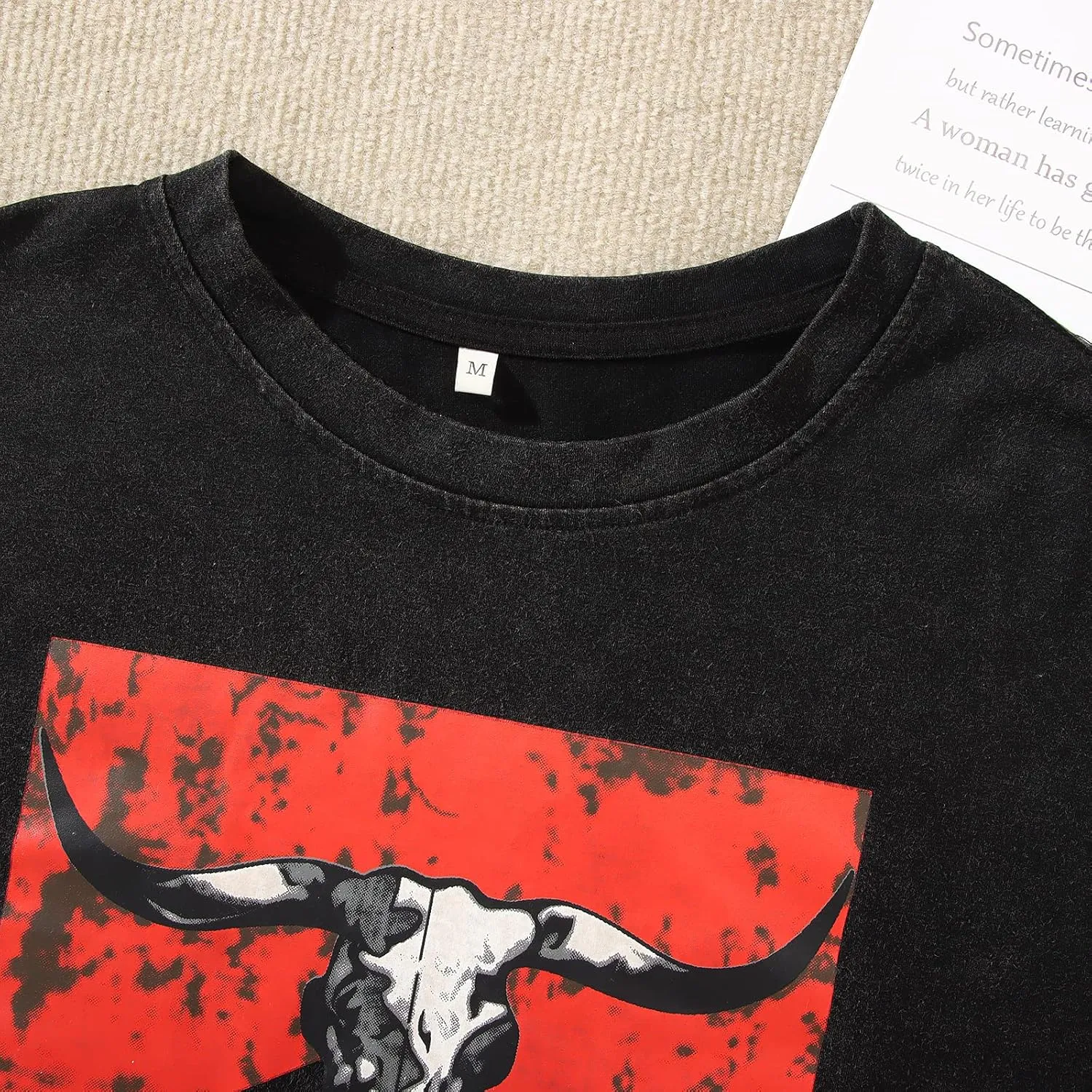 Cowboy Shirts for Women Western Vintage Rodeo T-Shirt Retro Bull Skull Graphic Tees Summer Casual Short Sleeve Tops
