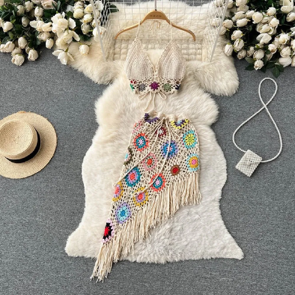 Crochet Sands Top & Skirt Set