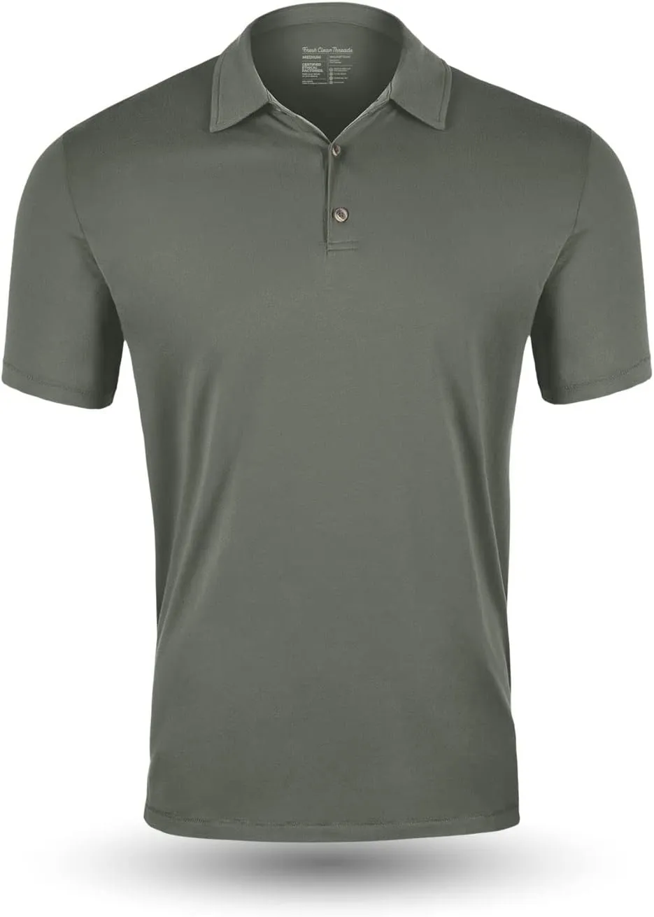 Fresh Clean Threads Mens Polo Shirts - Pre Shrunk Soft Fitted Premium Classic Shirt - Men's Polos Cotton Poly T-Shirt Blend