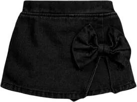 Girl's High Waist Denim Skort Bow Front Split Elastic Waist Summer Casual Jean Skirt Shorts