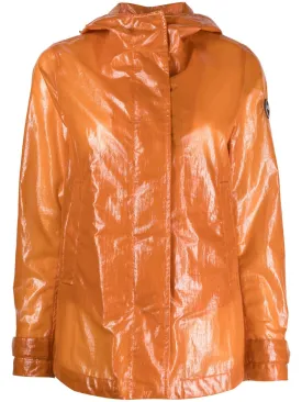 high-shine logo-patch jacket