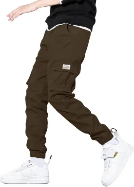 HOTake Men's Casual Cargo Pants Elastic Waist Drawstring Tapered Pants for Men Joggers Hiking Pants with Multi Pockets