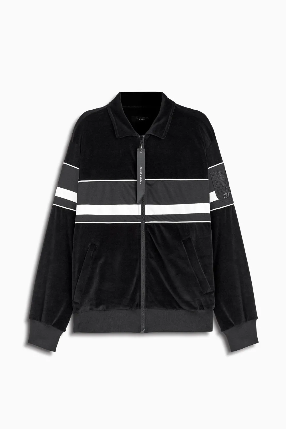 LA track jacket / black velour   black   ivory