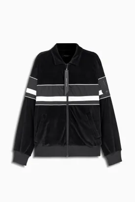 LA track jacket / black velour   black   ivory