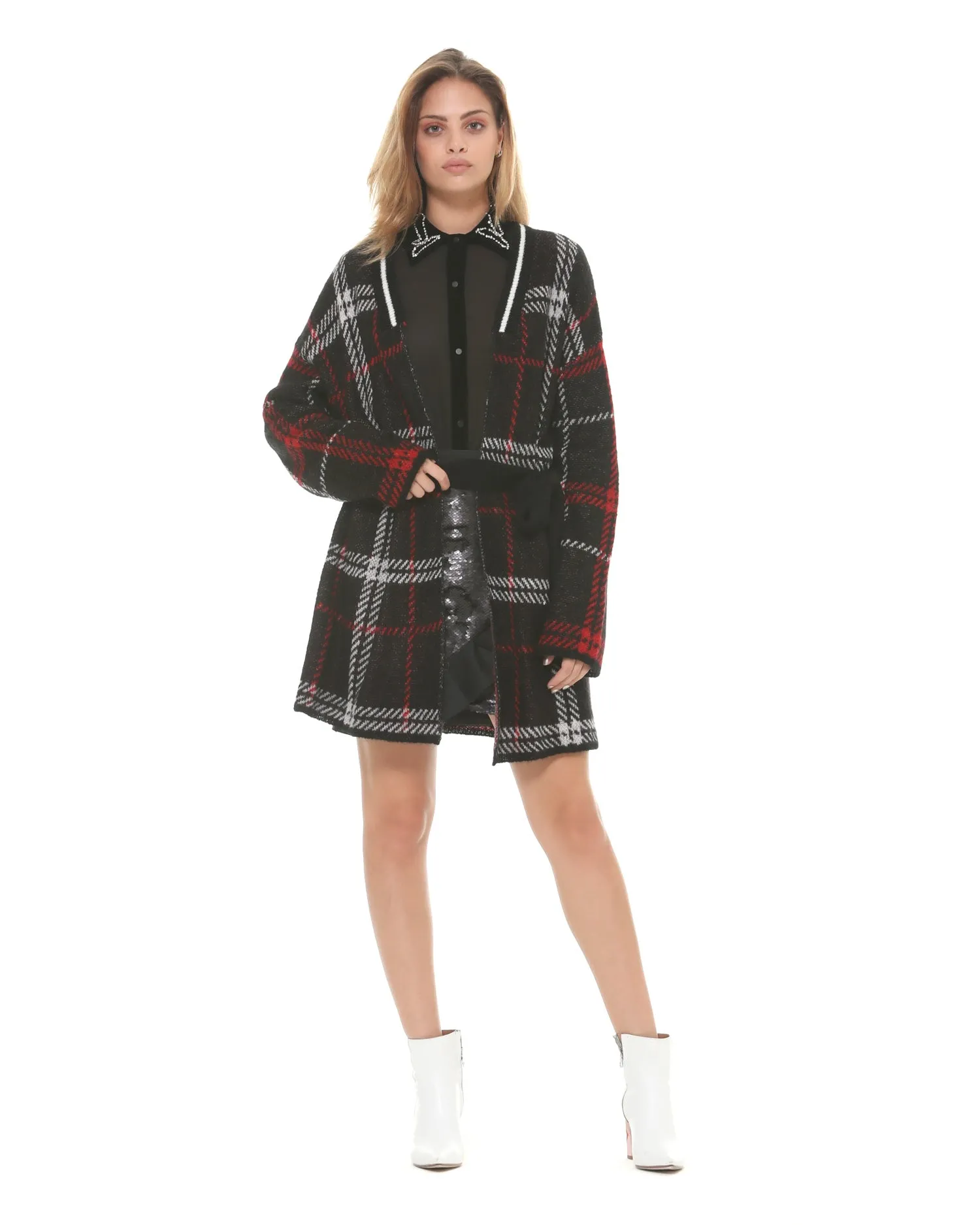 Long tartan cardigan