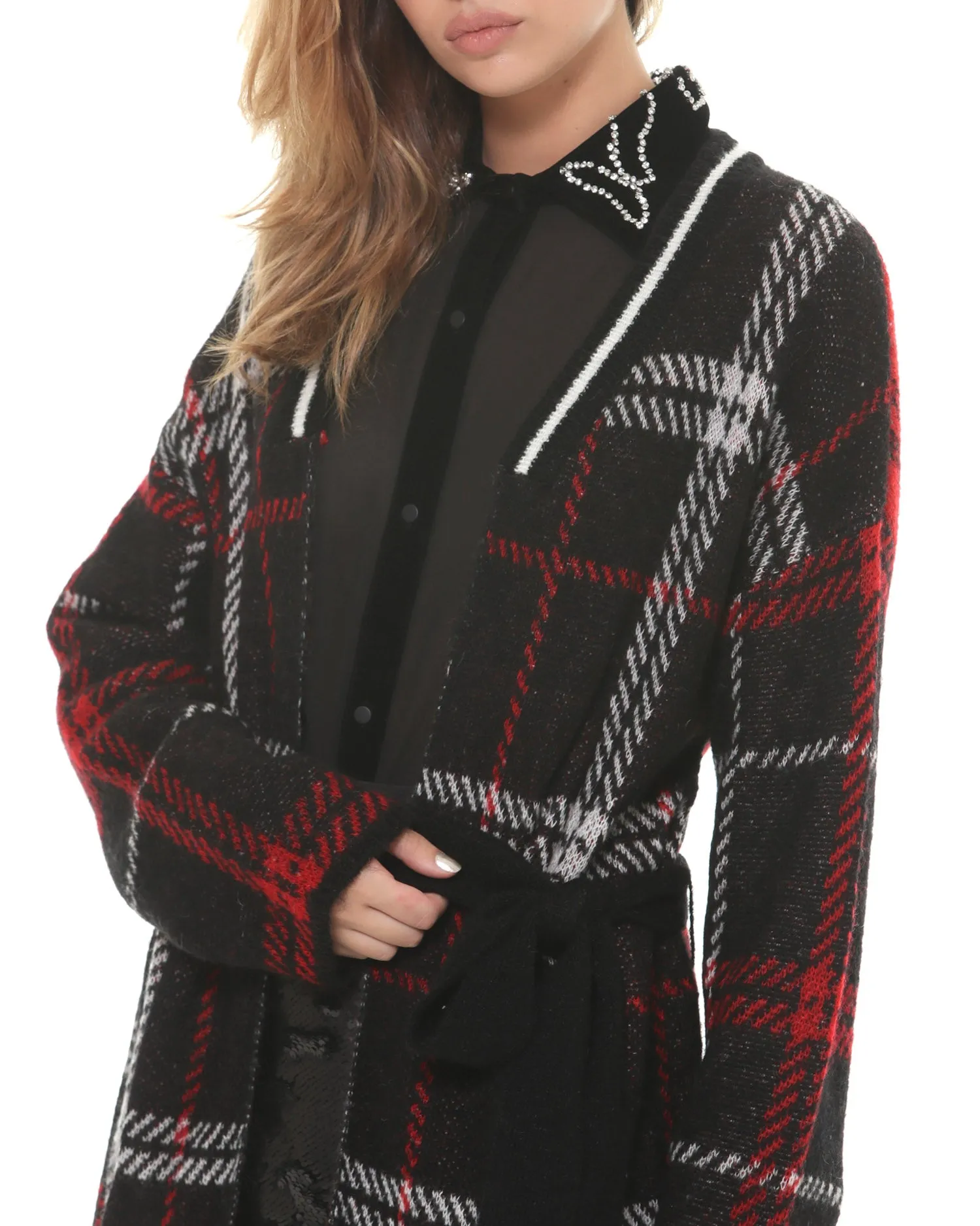 Long tartan cardigan