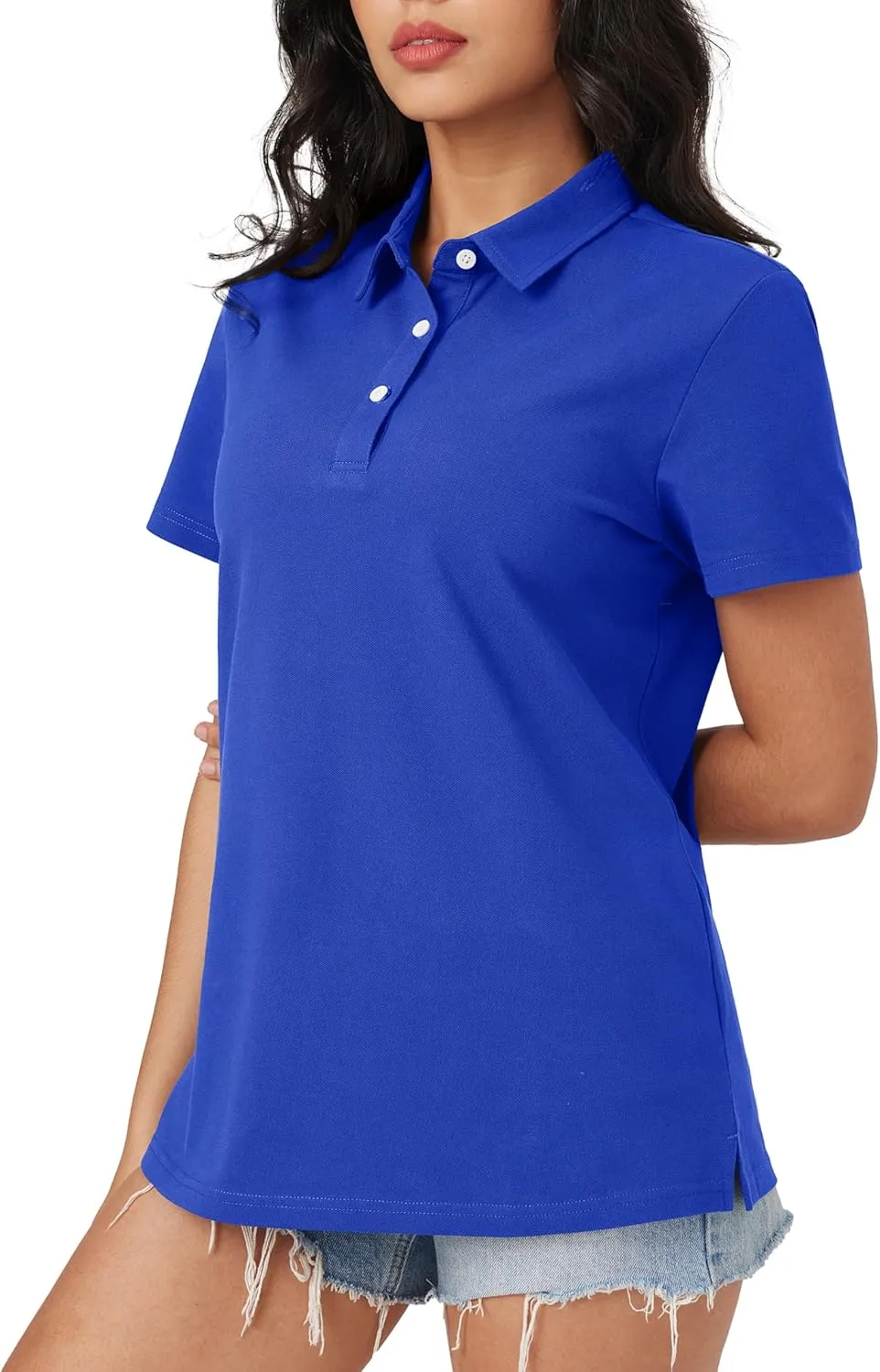MAGCOMSEN Women's Polo Shirts Moisture Wicking 3 Buttons Short Sleeve Shirt Cotton Cool Casual Tops