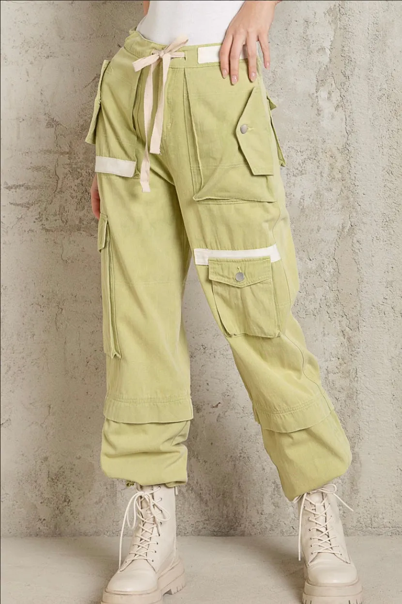 Matcha-alatte Slouchy Y2K Cargo Jogger Pants