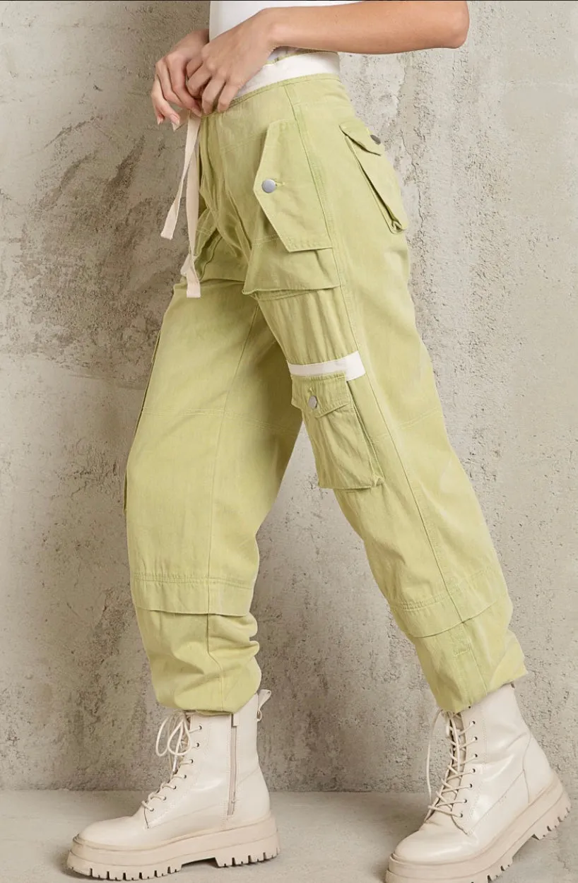 Matcha-alatte Slouchy Y2K Cargo Jogger Pants