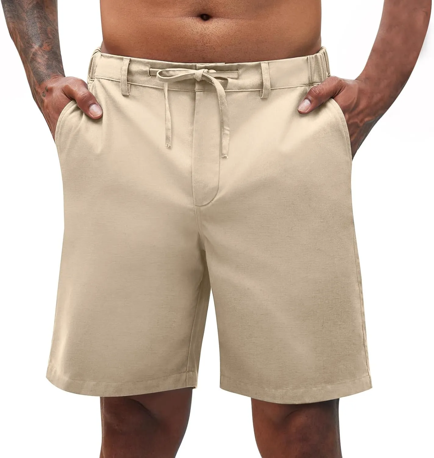 Men Cargo Shorts Summer Beach Sports Pants Casual Solid Lightweight Baggy Drawstring Athletic Pants with Pockets
