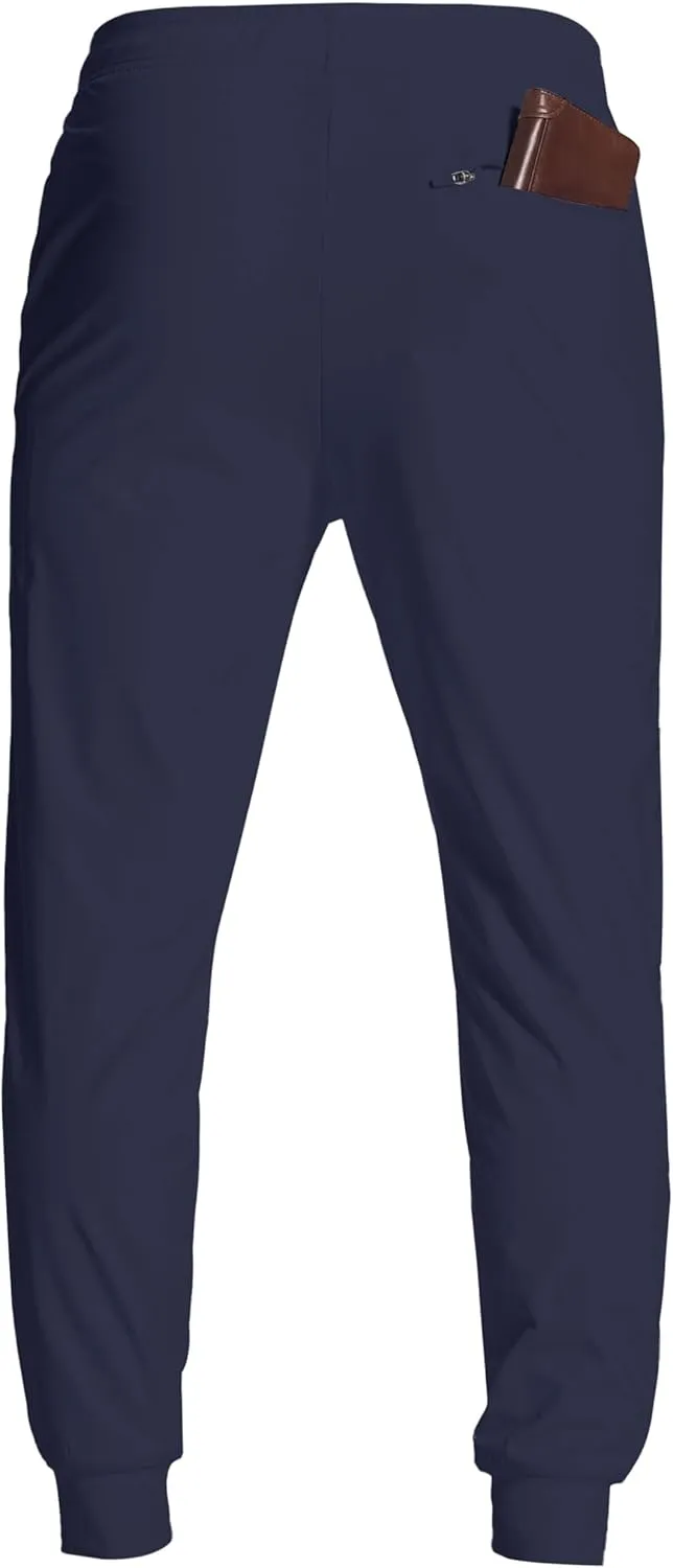 Men's Athletic Joggers with Zipper Pockets Stretch Track Pants Workout Running Gym Golf Sweatpants for Men