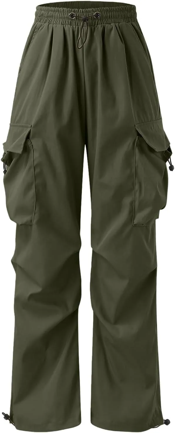 Men's Baggy Cargo Pants,Work Parachute Cargo Pants Y2k Casual Hip Hop Harem Pants with Pockets Sports Running Streewear