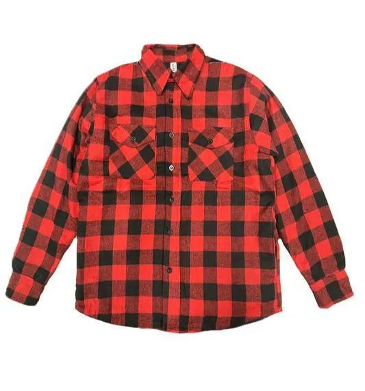 Mens Plaid Quilted Padded Flannel 4 Color Options