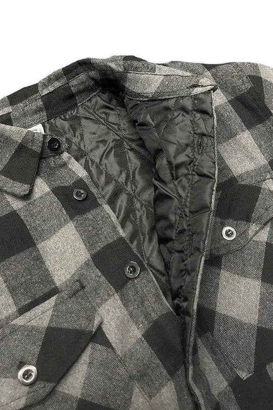 Mens Plaid Quilted Padded Flannel 4 Color Options