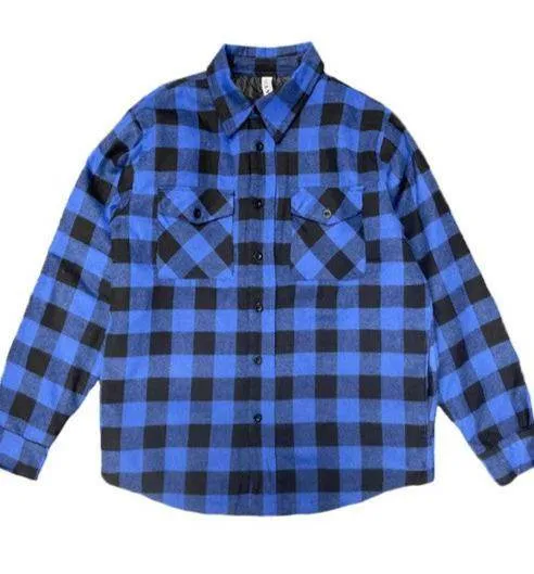 Mens Plaid Quilted Padded Flannel 4 Color Options
