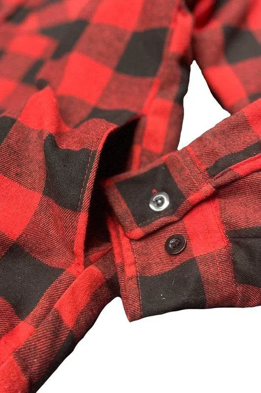 Mens Plaid Quilted Padded Flannel 4 Color Options