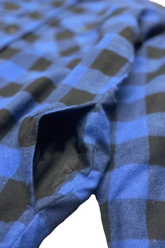 Mens Plaid Quilted Padded Flannel 4 Color Options