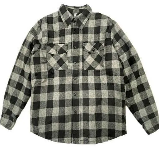 Mens Plaid Quilted Padded Flannel 4 Color Options